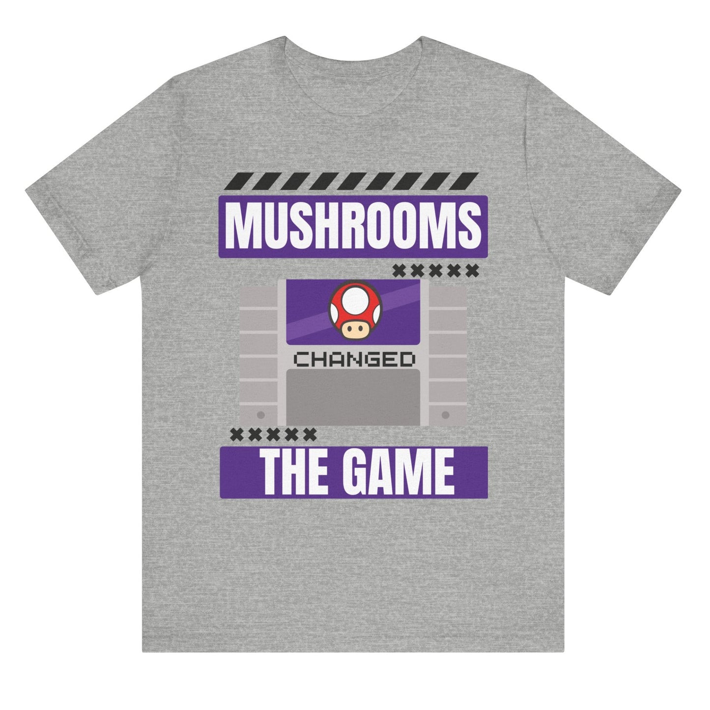 Mushrooms changed the game vintage video games psychedelics Mario Nintendo gamer shirt nostalgic gamer gift hot sweet tees free shipping 90s game lover gift 90s nostalgia gamer 90s bright color shirt Super Nintendo theme vintage video games 90s kids birthday gift gamer gift throwback Nintendo Grey