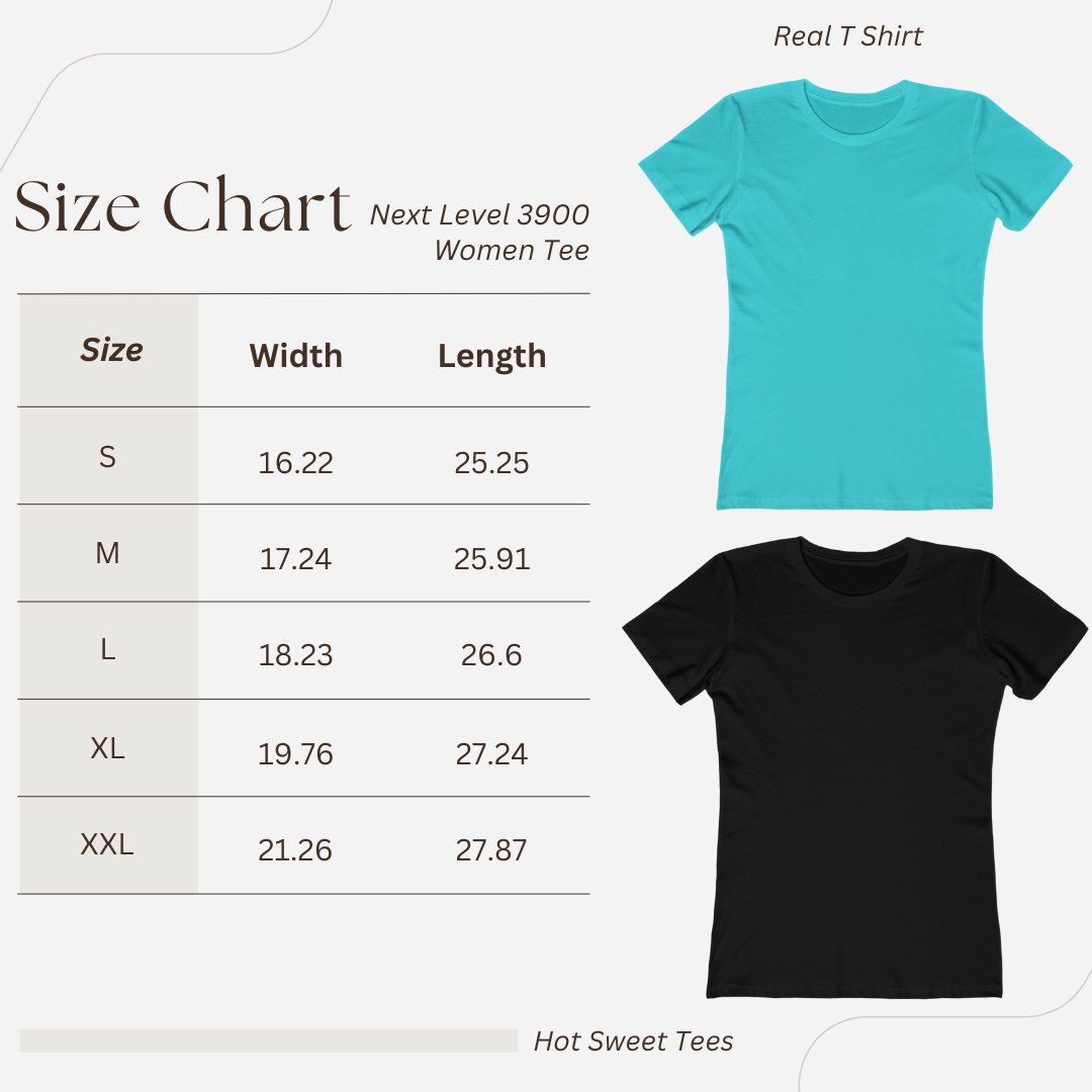 Hot sweet tees size chart next level women’s boyfriend tee 3900