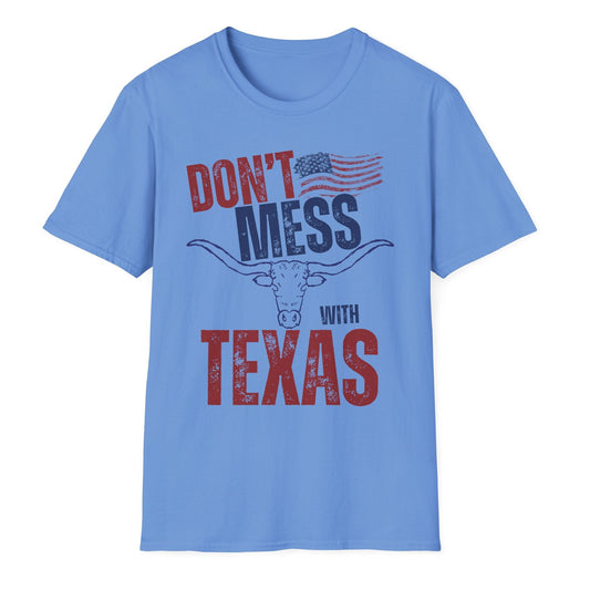 Don’t mess with Texas t shirt Texas themed American pride hot sweet tees southern pride shirt unisex long horn Texas shirt Texas lovers gift state pride free shipping hotsweettees mens long horn womens Texas long horn mens Texas long horn Texas pride south hot sweet tees patriotic man gift birthday long horn American flag red white and blue soft cotton free shipping hot sweet tees Carolina blue