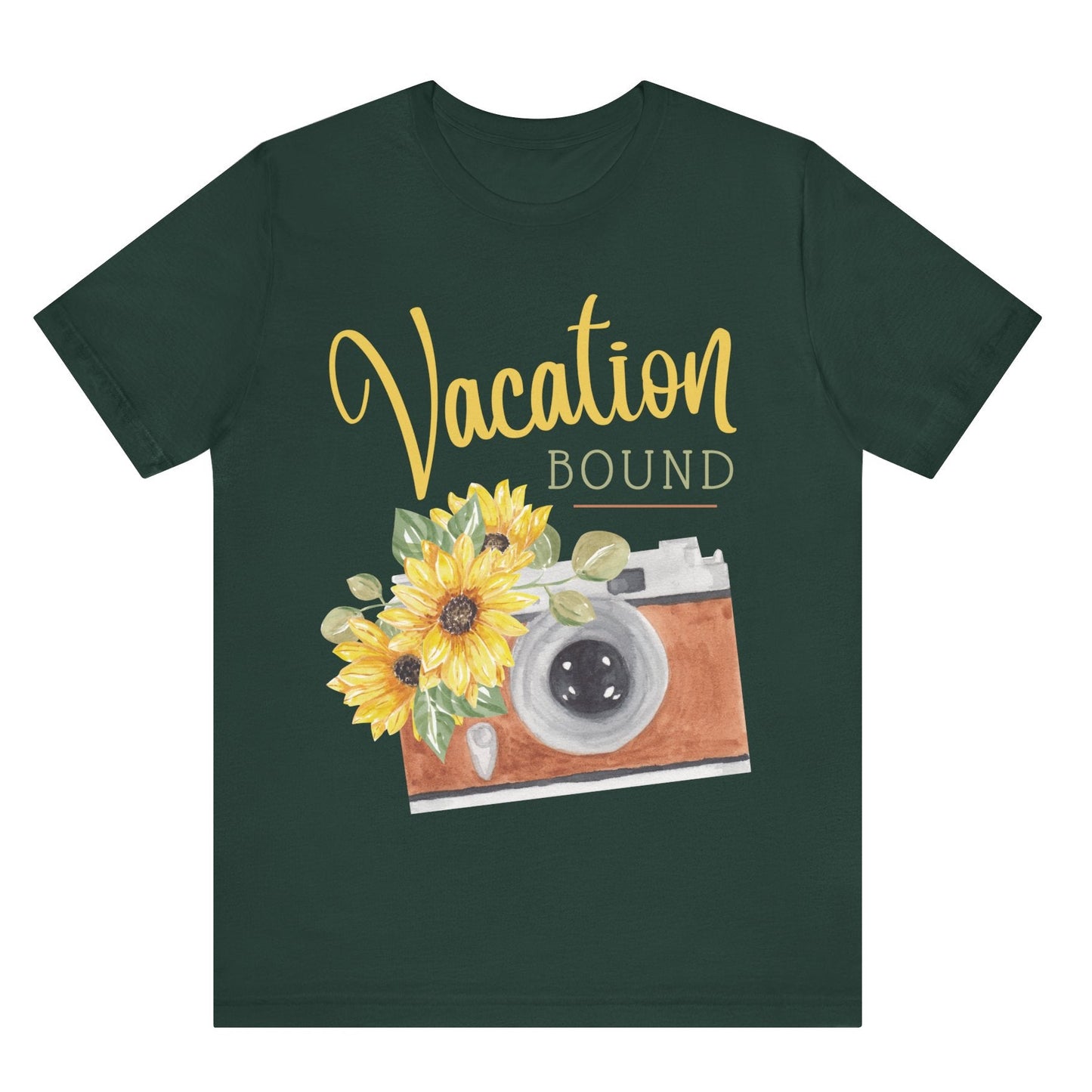 vacation bound t shirt vacation themed t shirt hot sweet tees women’s vacation shirt vacation ready wear summer vacation spring vacation free shipping gifts vintage camera themed t shirt vacation gift vintage camera themed tee Forest green