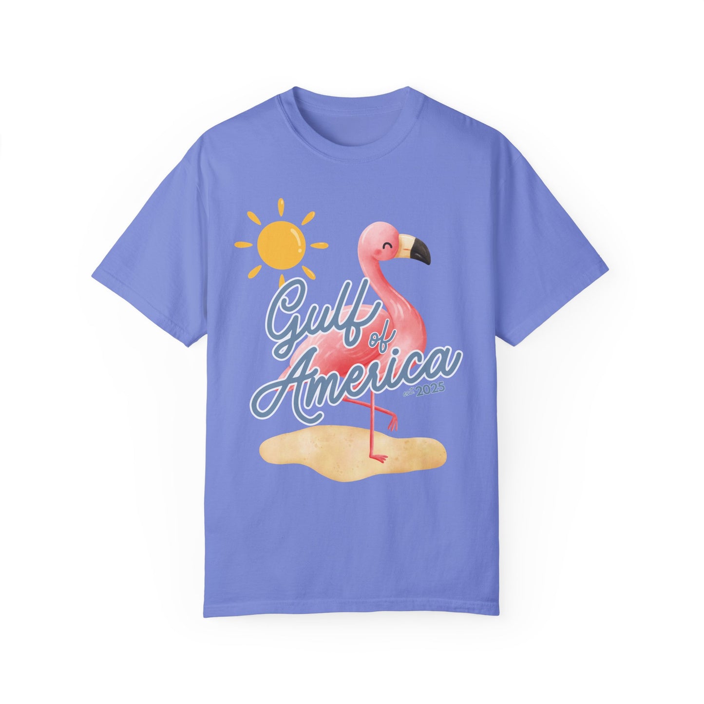 Gulf of america 2025 summer beach patriotic unisex comfort colors hot sweet tees free shipping america flamingo beach sun Florida Texas comfort colors america trump 2025 gulf America tee American made comfort colors maga