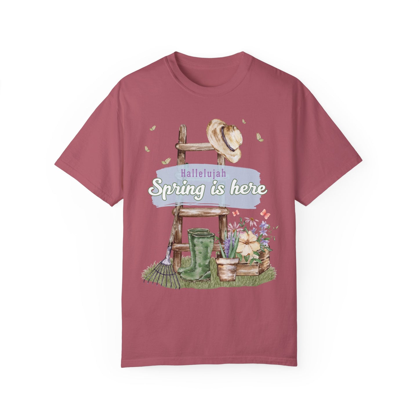 Hallelujah spring is here unisex comfort colors tee hot sweet tees free shipping birthday gift garden lovers women gardeners spring time hello spring pastel spring shirts free shipping birthday gift women’s spring t shirt crimson