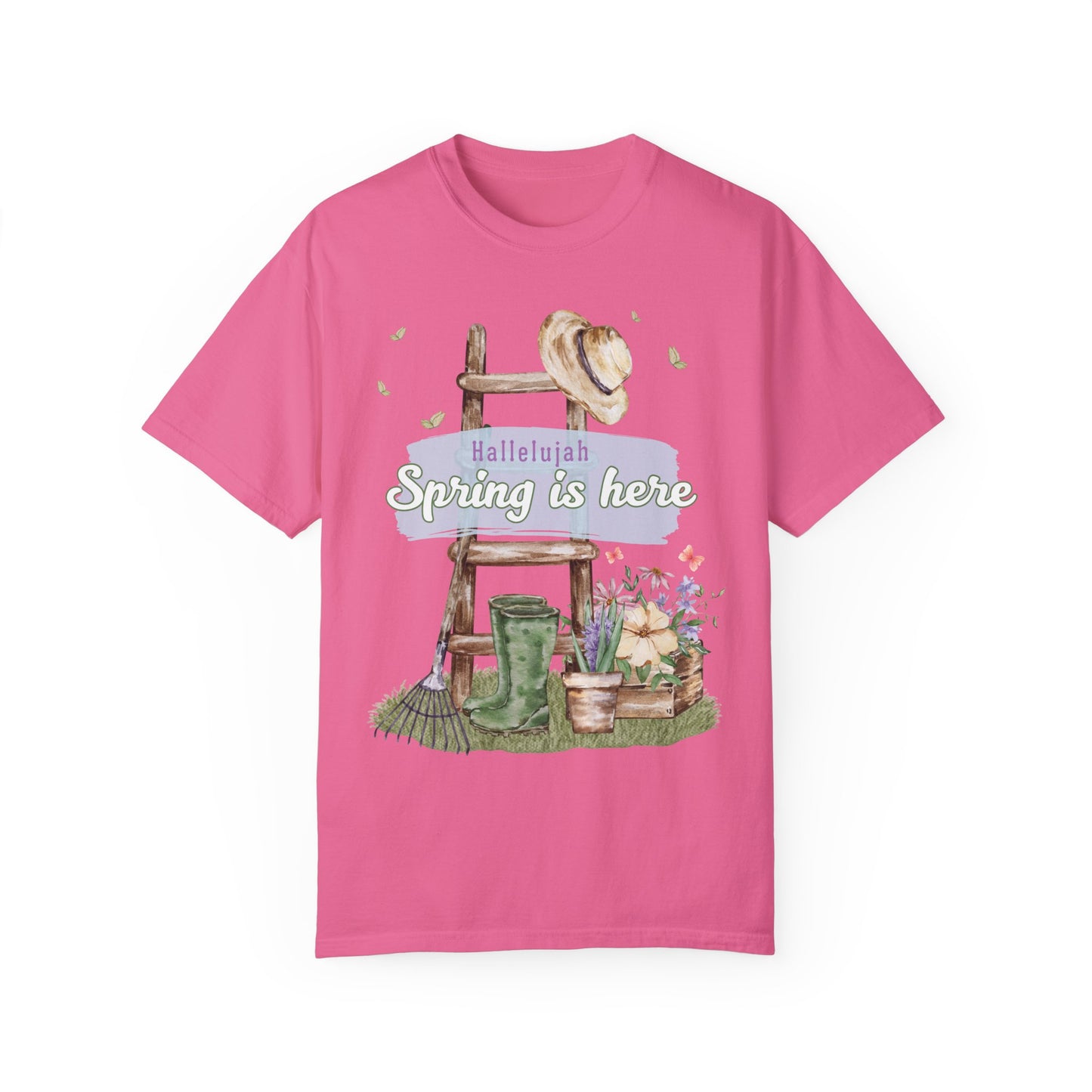 Hallelujah spring is here unisex comfort colors tee hot sweet tees free shipping birthday gift garden lovers women gardeners spring time hello spring pastel spring shirts free shipping birthday gift women’s spring t shirt Crunch berry pink