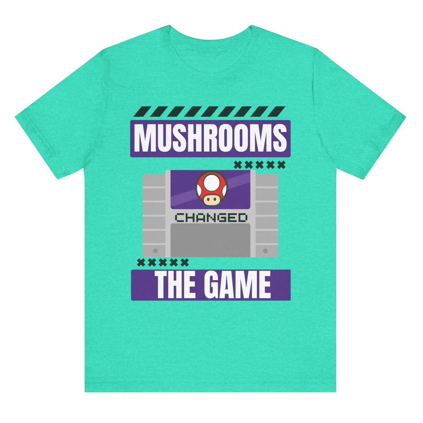 Mushrooms changed the game vintage video games psychedelics Mario Nintendo gamer shirt nostalgic gamer gift hot sweet tees free shipping 90s game lover gift 90s nostalgia gamer 90s bright color shirt Super Nintendo theme vintage video games 90s kids birthday gift gamer gift throwback Nintendo Heather sea green bright green teal