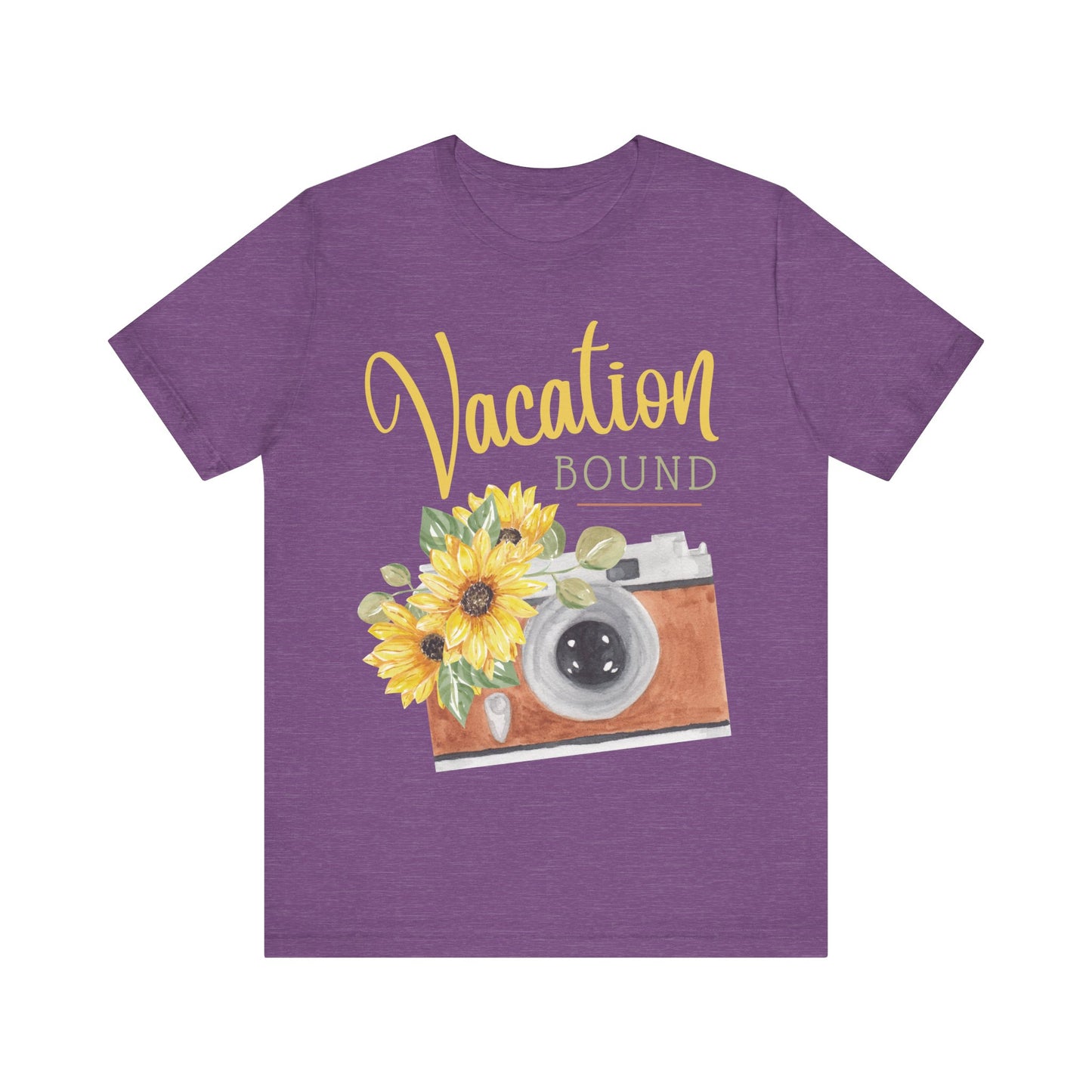 vacation bound t shirt vacation themed t shirt hot sweet tees women’s vacation shirt vacation ready wear summer vacation spring vacation free shipping gifts vintage camera themed t shirt vacation gift vintage camera themed tee Heather team purple