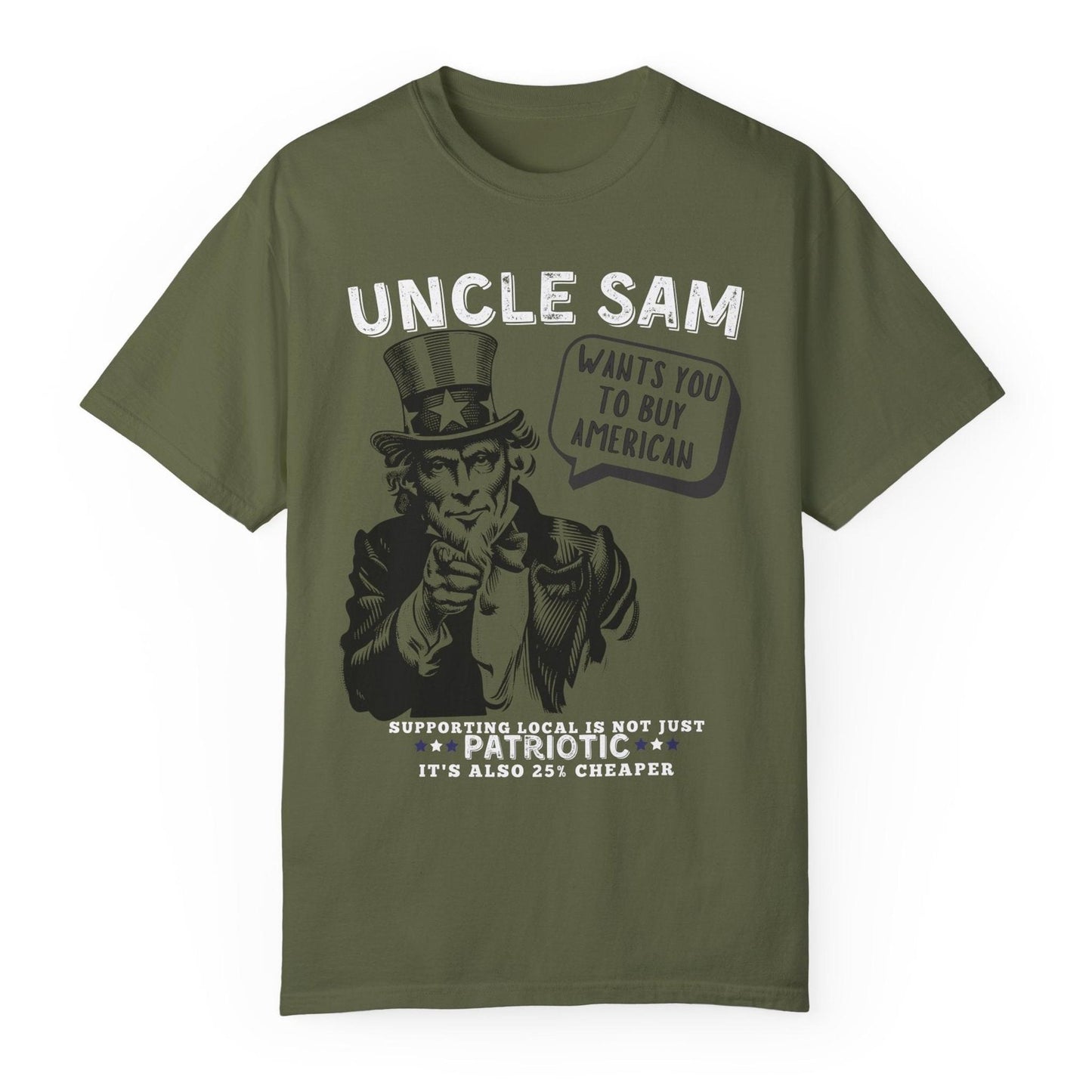 Uncle Sam wants you to buy American tariffs trump 2025 USA patriotic unisex t shirt hotsweettees red white and blue support American businesses Elon musk hot sweet tees patriotic man birthday gift military gun owners second amendment america is back USA trump president Uncle Sam wants you Uncle Sam baby blue unisex t shirt comfort colors free shipping hot sweet tees buy local buy American tariffs Hemp