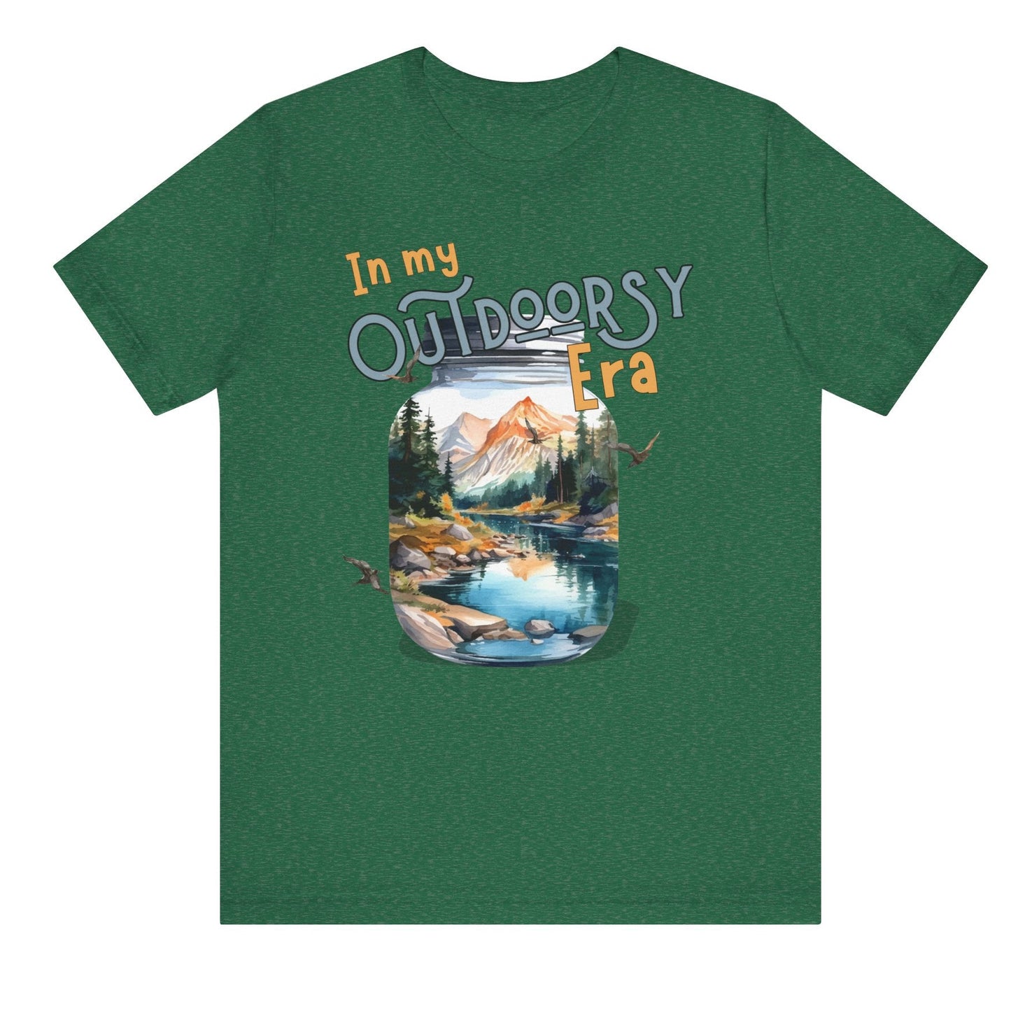 In My Outdoorsy Era T shirt unisex hotsweettees Taylor swift eras in my era collection free shipping outdoor themed nature themed birthday gift for outdoor lover free shipping hiking themed mountains river nature walk camping peach hot sweet tees Green