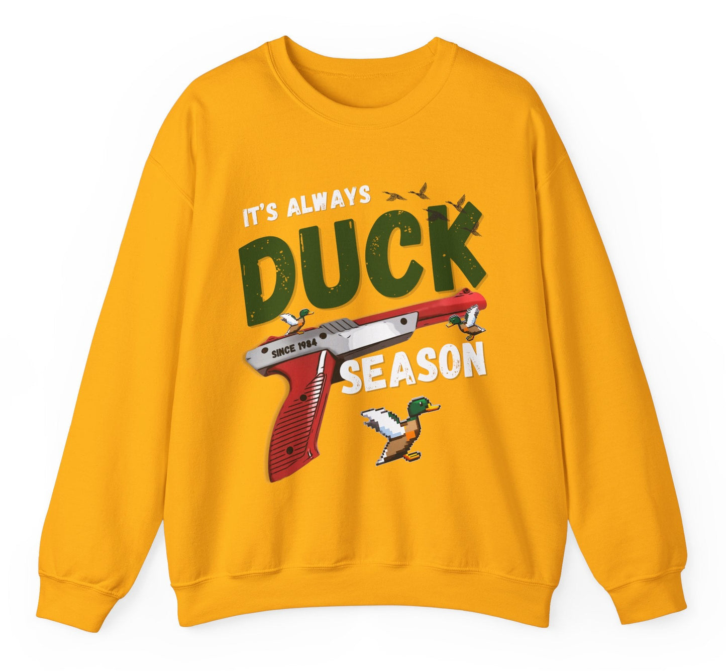 Its always duck season Nintendo game vintage gamer hotsweettees gift video games Mario duck hunt hunter country theme nostalgia womens gift unisex t shirt t shirt mockup duck hunting orange gun video games Nintendo duck hunt 1980 game free shipping Nintendo sweater men’s gamer sweater men’s Nintendo sweater womens Nintendo themed sweater pull over orange duck hunt Nintendo gun classic orange gun duck hunter