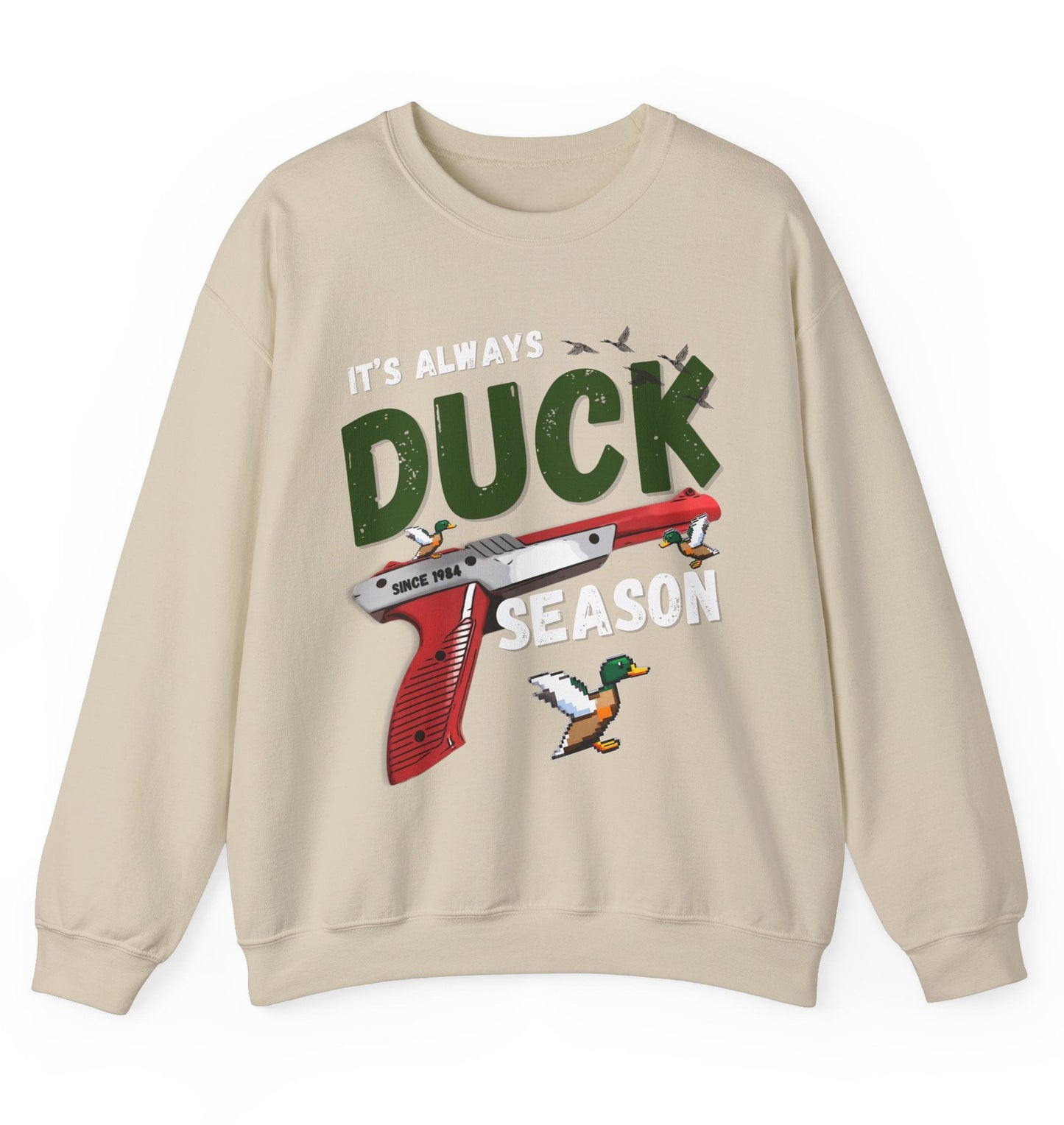 Its always duck season Nintendo game vintage gamer hotsweettees gift video games Mario duck hunt hunter country theme nostalgia womens gift unisex t shirt t shirt mockup duck hunting orange gun video games Nintendo duck hunt 1980 game free shipping Nintendo sweater men’s gamer sweater men’s Nintendo sweater womens Nintendo themed sweater pull over orange duck hunt Nintendo gun classic orange gun duck hunter