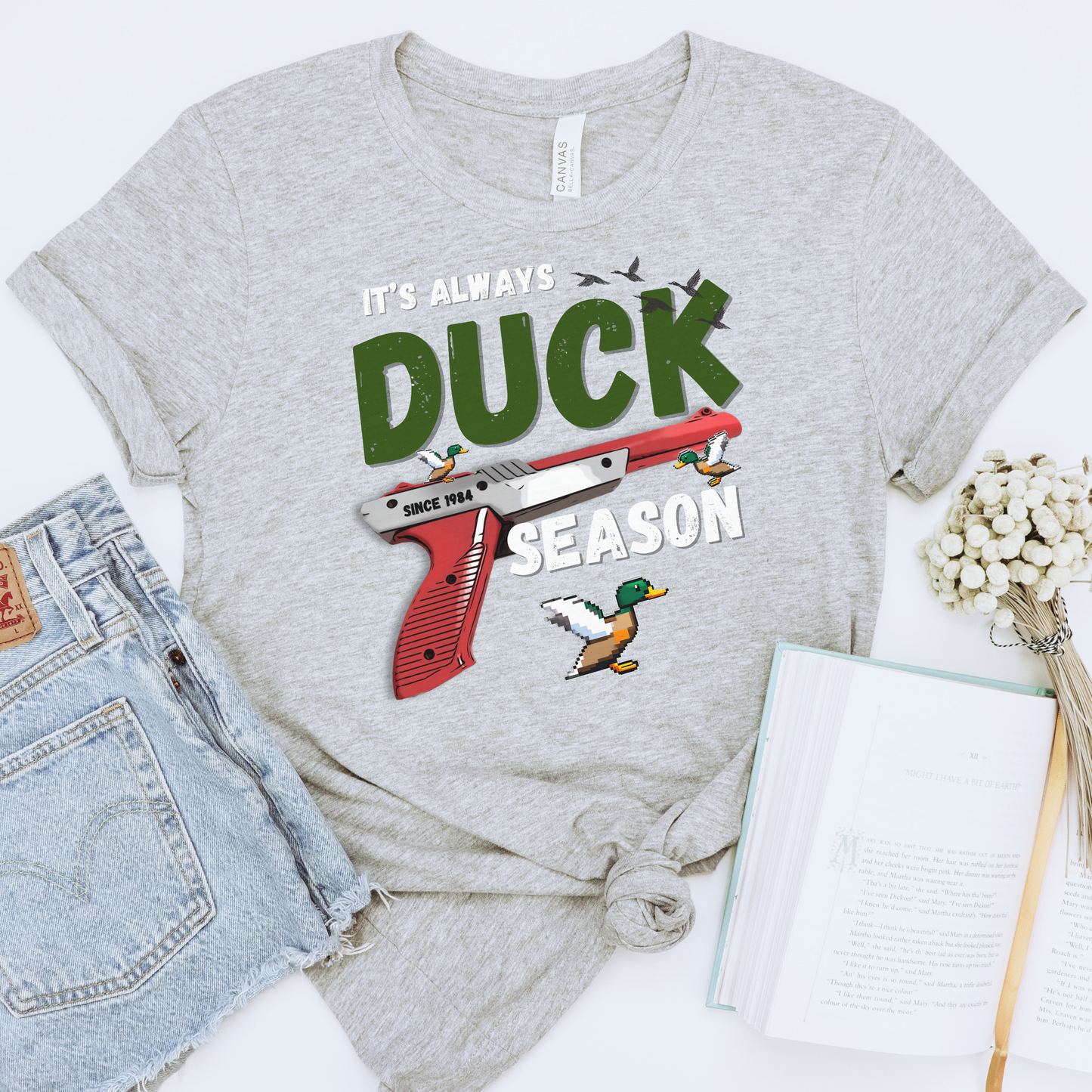 Its always duck season Nintendo game vintage gamer hotsweettees gift video games Mario duck hunt hunter country theme nostalgia womens gift unisex t shirt