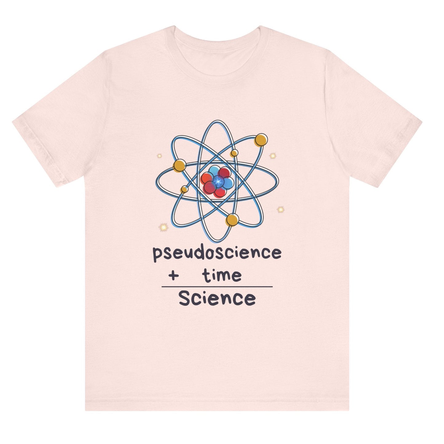 Pseudoscience plus time equals science hot sweet tees science t shirt science teacher Einstein themed theory of relativity gift free shipping unisex t shirt nerdy shirt quantum theory Engineer t shirt college science college student teacher Light pink