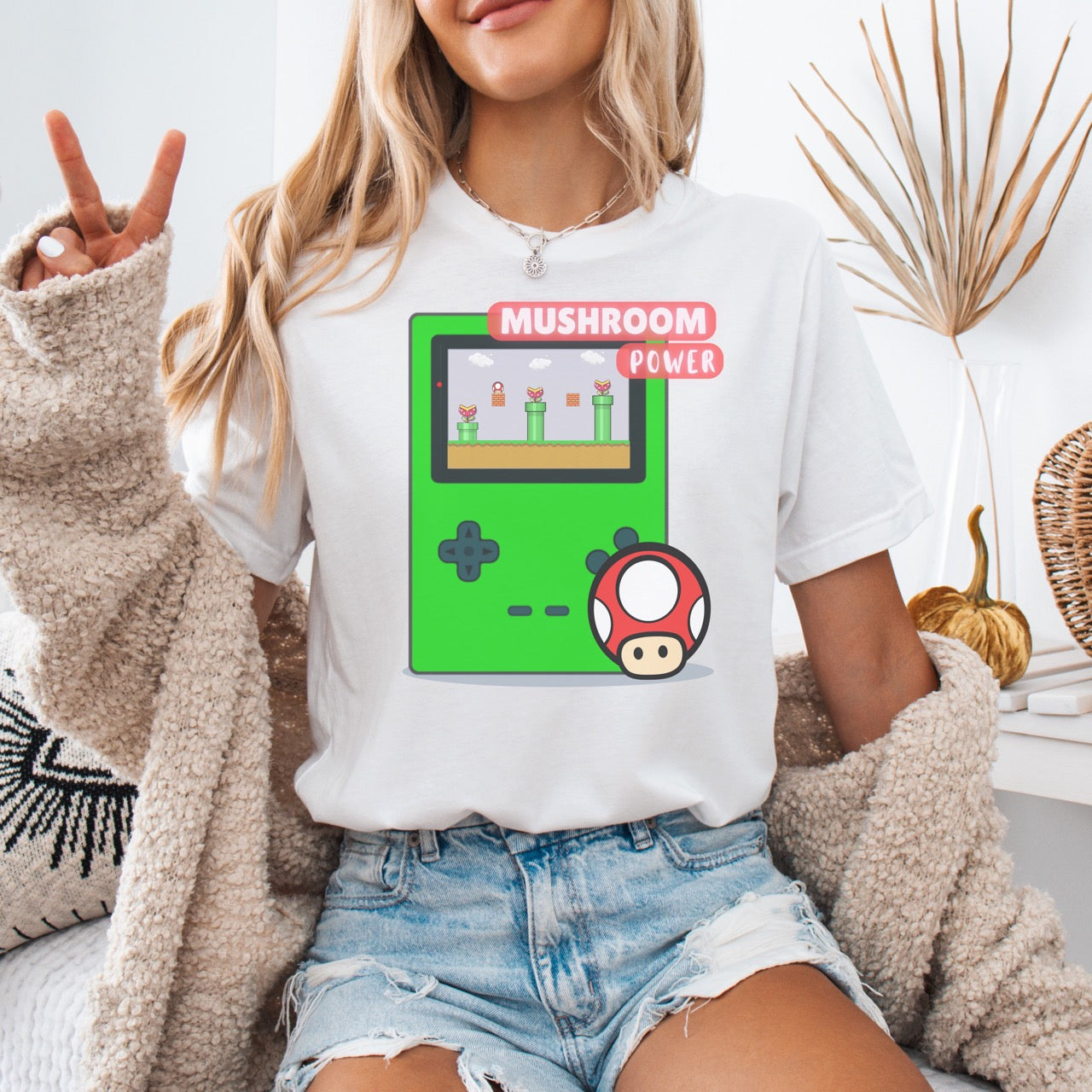 Mushroom power video game t shirt hotsweettees Nintendo lovers gift birthday gamer t shirt free shipping nostalgia nostalgic t shirt royal blue t shirt 90s kid gift Mario and Luigi Super Mario Brothers t shirt Super Nintendo 90s mushroom t shirt Nintendo mushroom mom gift dad gift 40 year old gifts Mother’s Day fathers day beach day gamer gift unisex t shirt White