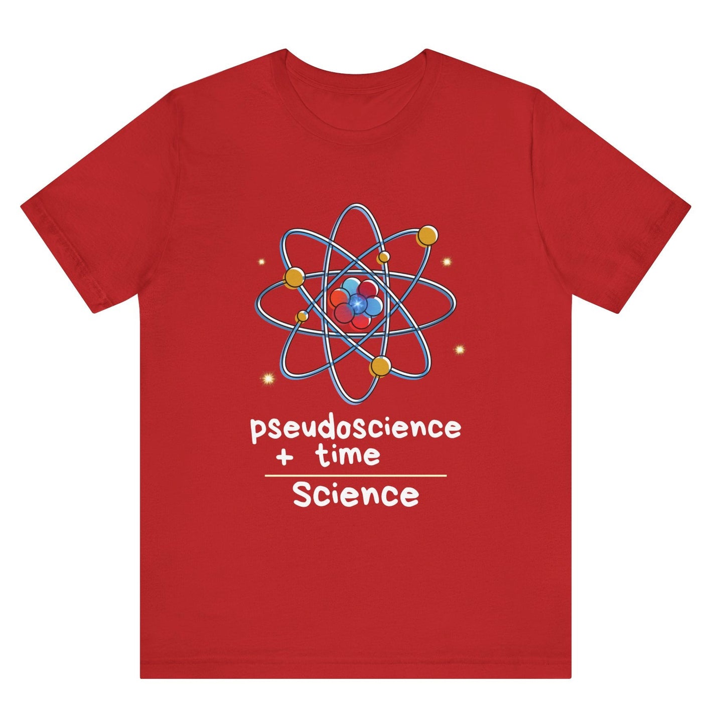 Pseudoscience plus time equals science hot sweet tees science t shirt science teacher Einstein themed theory of relativity gift free shipping unisex t shirt nerdy shirt quantum theory Engineer t shirt college science college student teacher free shipping red