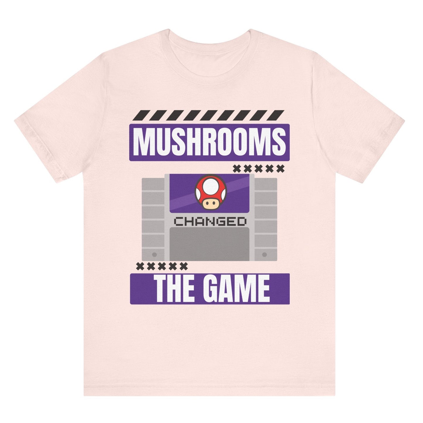 Mushrooms changed the game vintage video games psychedelics Mario Nintendo gamer shirt nostalgic gamer gift hot sweet tees free shipping 90s game lover gift 90s nostalgia gamer 90s bright color shirt Super Nintendo theme vintage video games 90s kids birthday gift gamer gift throwback Nintendo Light pink