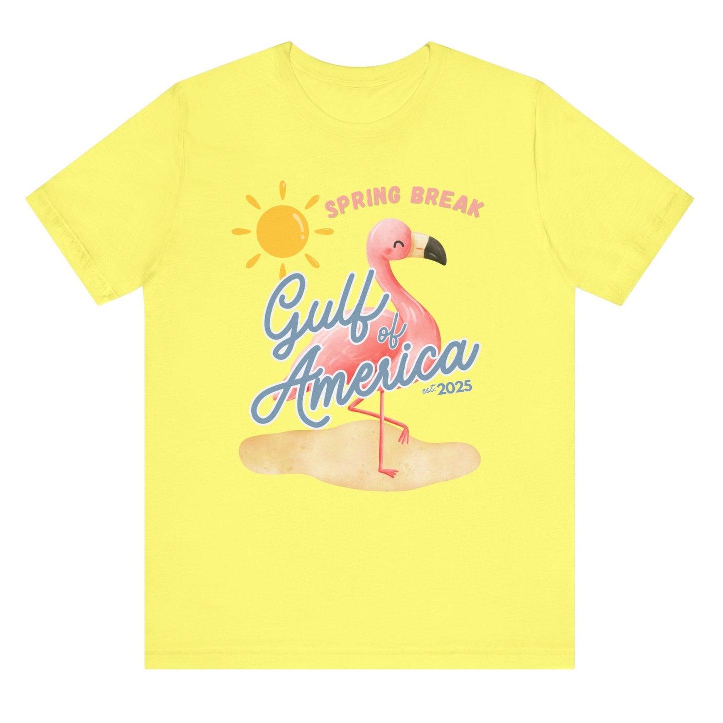 Spring break gulf of America t shirt pink flamingo beach sun shine Florida trump 2025 unisex t shirt hotsweettees pink shirt summer shirt birthday gift trump lovers gift spring break 2025 t shirt Florida summer patriotic women’s t shirt