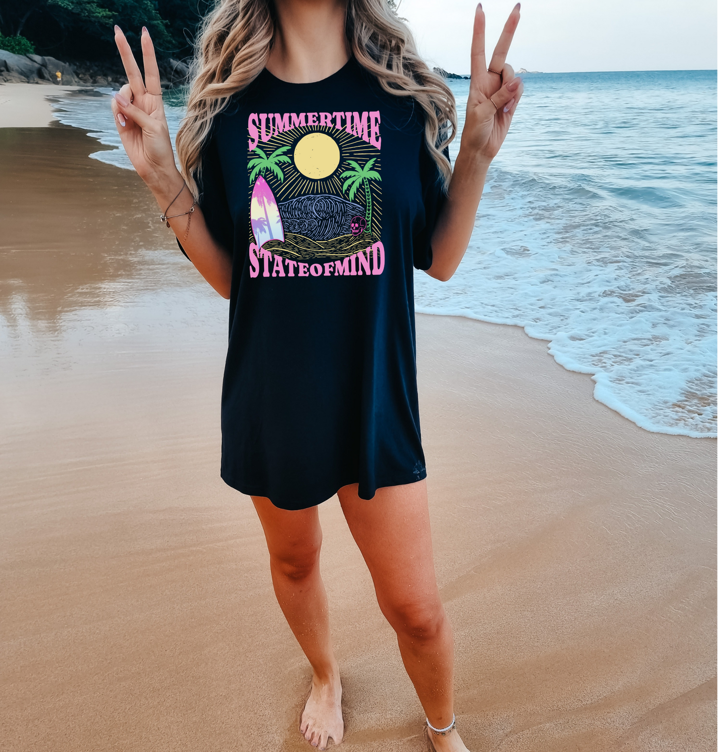 Summertime State of mind summer beach surfer palm tree hot sweet tees comfort colors