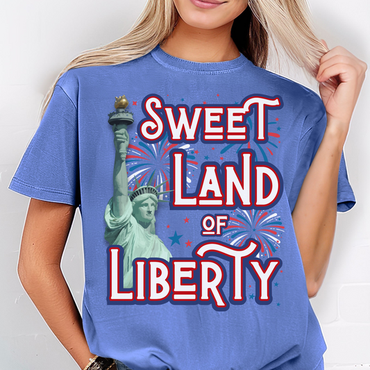 Sweet land of liberty comfort colors Statue of Liberty USA hot sweet tees free shipping patriotic USA america first birthday Father’s Day gift southern values trump 47 comfort colors t shirt tee women tee men tee