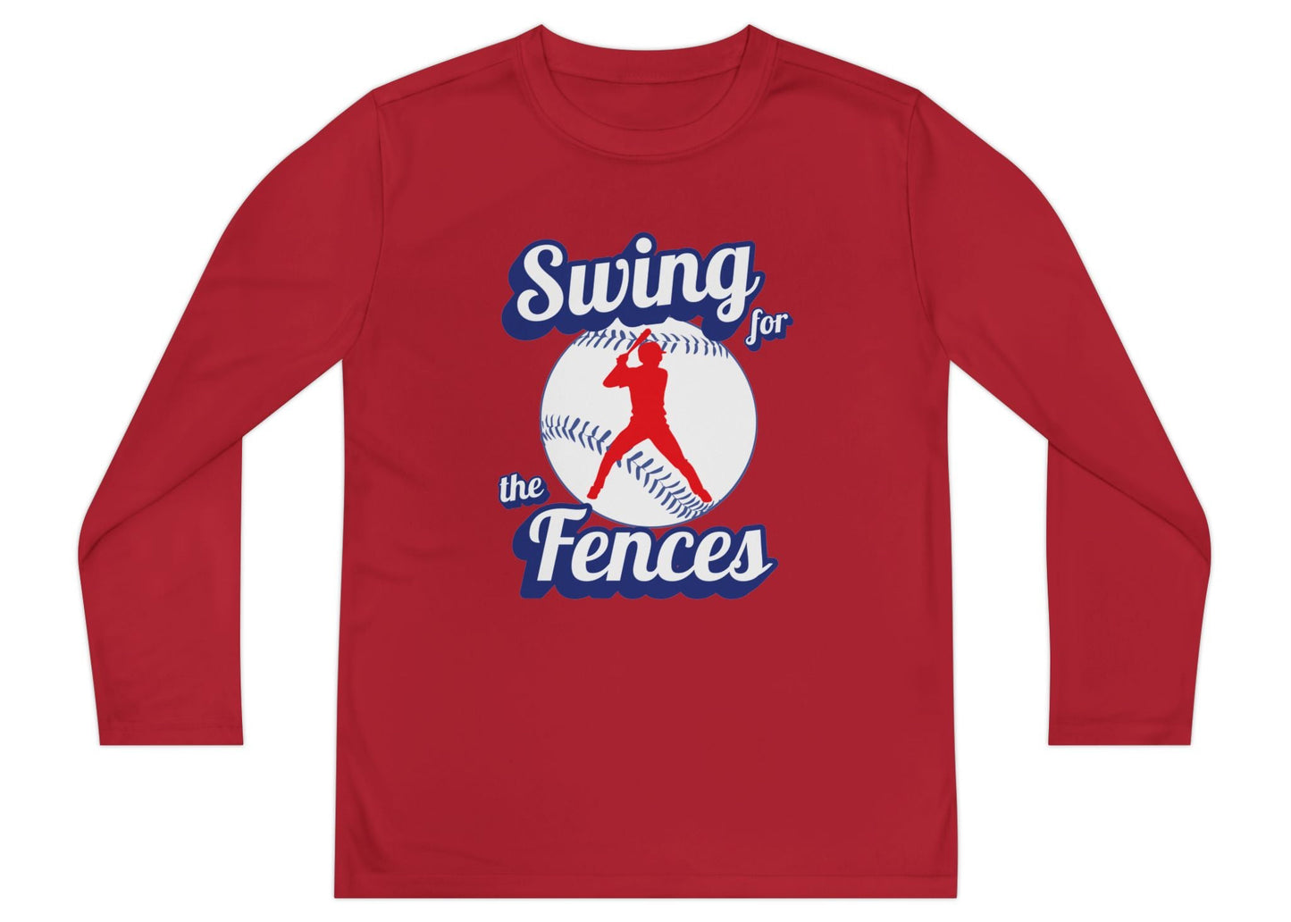 Swing for the fences unisex kids long sleeve t shirt hot sweet tees baseball theme sports shirt practice shirt baseball player little league free shipping birthday gift moisture wicking practice shirt red