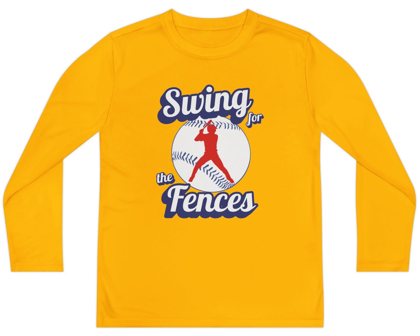 Swing for the fences unisex kids long sleeve t shirt hot sweet tees baseball theme sports shirt practice shirt baseball player little league free shipping birthday gift yellow Moisture wicking sport shirt