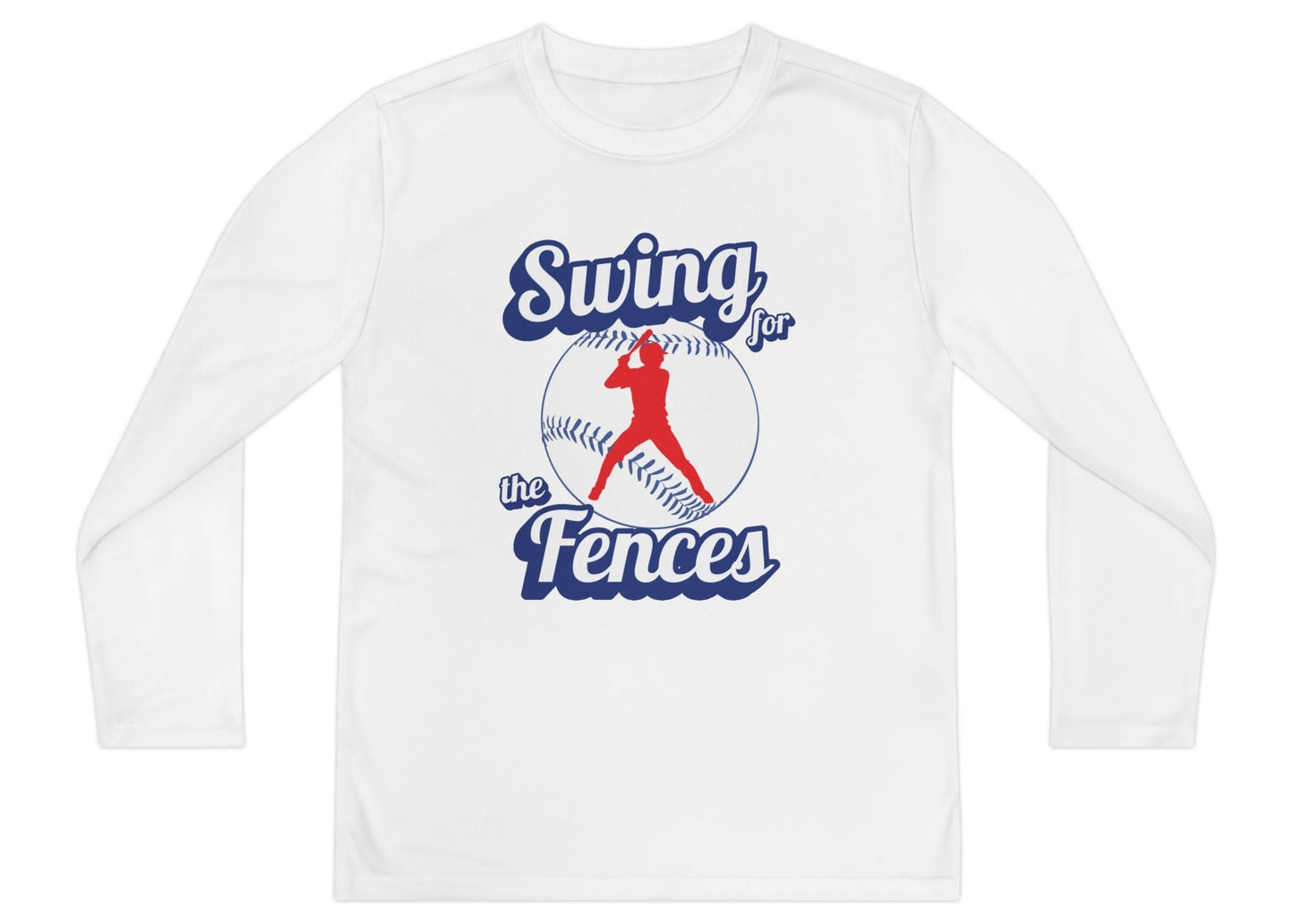 Swing for the fences unisex kids long sleeve t shirt hot sweet tees baseball theme sports shirt practice shirt baseball player little league free shipping birthday gift moisture wicking practice shirt White