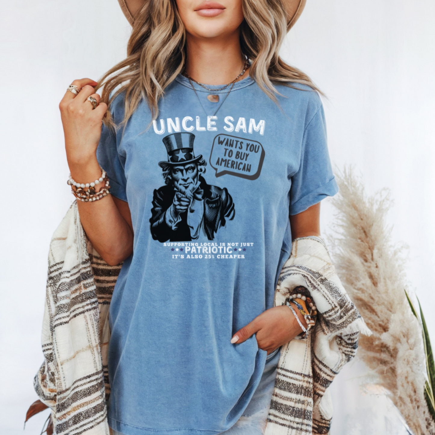 Uncle Sam wants you to buy American hotsweettees unisex comfort colors t shirt patriotic man america birthday gift trump 2025 republican maga hotsweettees gift birthday free shipping U.S.A. Southern charm American pride Blue Jean