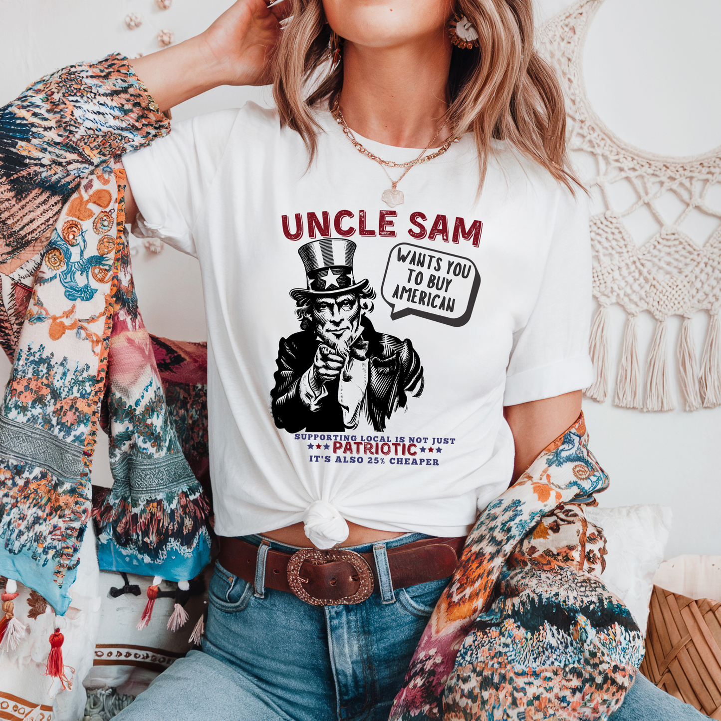 Uncle Sam wants you to buy American hotsweettees unisex comfort colors t shirt patriotic man america birthday gift trump 2025 republican maga hotsweettees gift birthday free shipping U.S.A. Southern charm American pride White tee