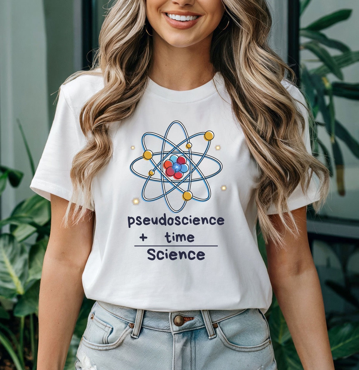 Pseudoscience plus time equals science hot sweet tees science t shirt science teacher Einstein themed theory of relativity gift free shipping unisex t shirt nerdy shirt quantum theory Engineer t shirt college science college student teacher White