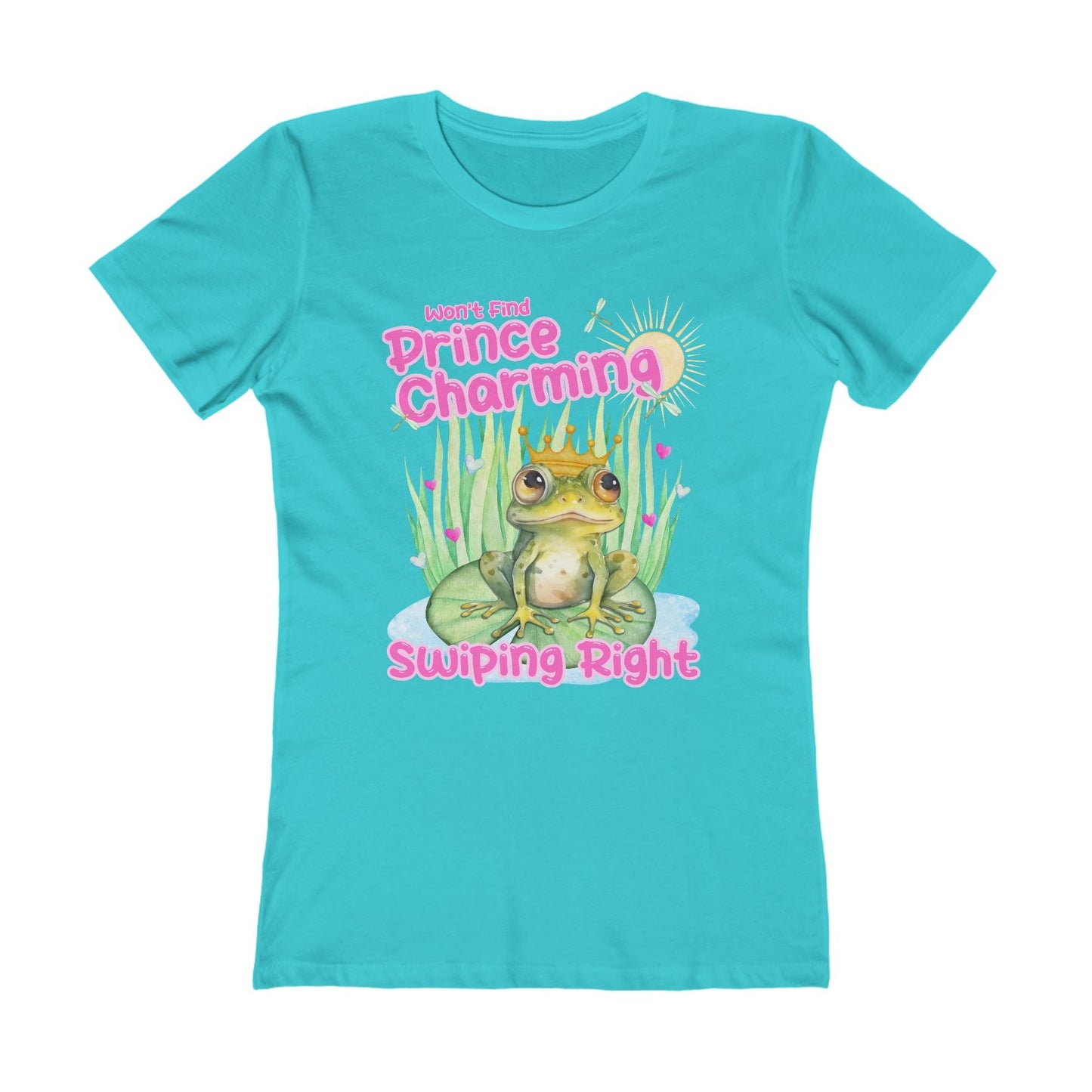 Won’t find Prince Charming swiping right womens t shirt dating apps single ladies birthday gift frog Prince pink hearts hotsweettees next level 3900 women’s tee blue watercolor frog pink hearts love theme dating Prince Charming frog free shipping birthday gift women’s T shirt cotton soft tshirt summer fun graphic T shirt graphic tee happy frog water lily lake creek amphibian