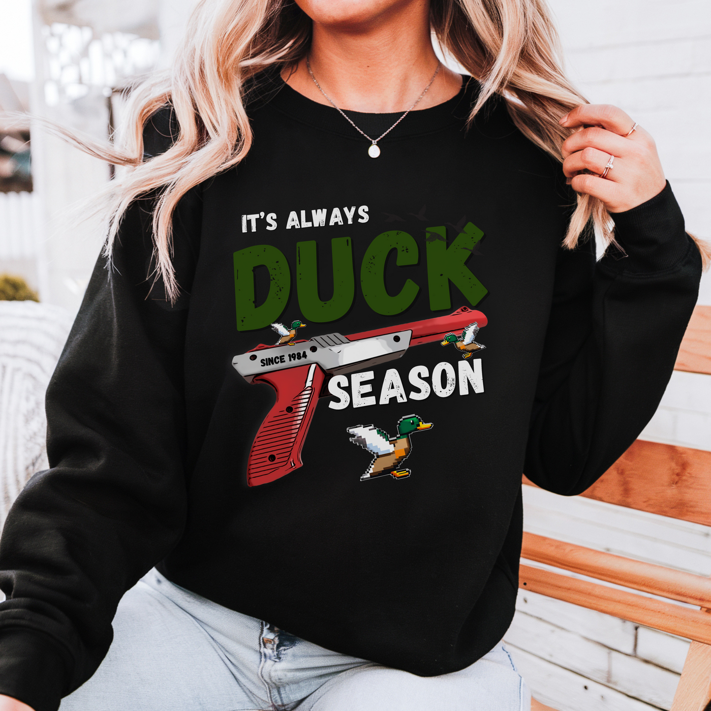 Its always duck season Nintendo game vintage gamer hotsweettees gift video games Mario duck hunt hunter country theme nostalgia womens gift unisex t shirt t shirt mockup duck hunting orange gun video games Nintendo duck hunt 1980 game free shipping Nintendo sweater men’s gamer sweater men’s Nintendo sweater womens Nintendo themed sweater pull over orange duck hunt Nintendo gun classic orange gun duck hunter Black duck hunt sweater