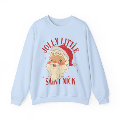 Christmas pullover sweater Santa jolly Saint Nick cotton sweater 
Jolly little Saint Nick Christmas pullover sweater Christmas themed gift Christmas sweater hotsweettees free shipping Santa themed sweater Santa Claus themed gift Santa sweater womens Santa sweater women’s Santa pullover Christmas gift 