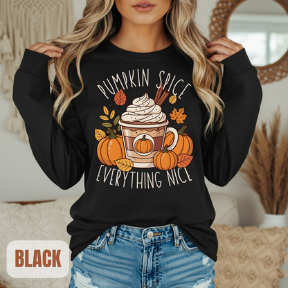Green fall long sleeve pumpkin spice coffee autumn hotsweettees free shipping gift birthday women long sleeve fall long sleeve shirt cotton long sleeve comfort colors
