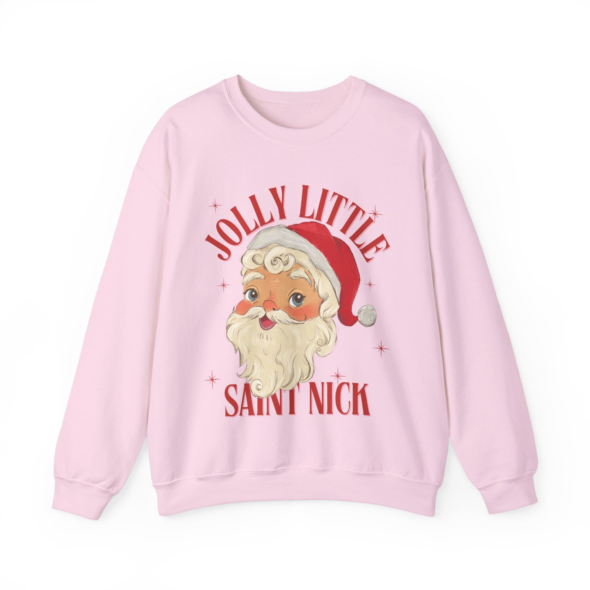Christmas pullover sweater Santa jolly Saint Nick cotton sweater 
Jolly little Saint Nick Christmas pullover sweater Christmas themed gift Christmas sweater hotsweettees free shipping Santa themed sweater Santa Claus themed gift Santa sweater womens Santa sweater women’s Santa pullover Christmas gift 