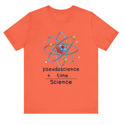 Pseudoscience plus time equals science hot sweet tees science t shirt science teacher Einstein themed theory of relativity gift free shipping unisex t shirt nerdy shirt quantum theory Engineer t shirt college science college student teacher Coral