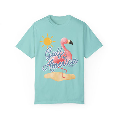 Gulf of america 2025 summer beach patriotic unisex comfort colors hot sweet tees free shipping america flamingo beach sun Florida Texas comfort colors america trump 2025 gulf America tee American made comfort colors maga  Chalky mint