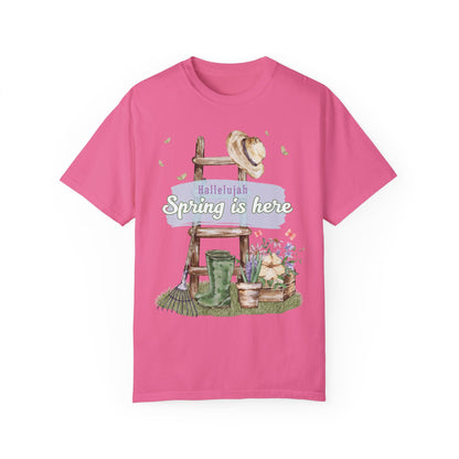 Hallelujah spring is here unisex comfort colors tee hot sweet tees free shipping birthday gift garden lovers women gardeners spring time hello spring pastel spring shirts free shipping birthday gift women’s spring t shirt Crunch berry pink