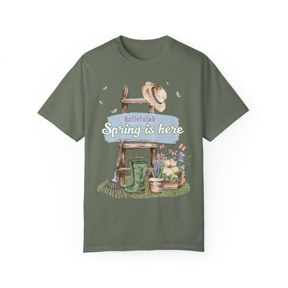 Hallelujah spring is here unisex comfort colors tee hot sweet tees free shipping birthday gift garden lovers women gardeners spring time hello spring pastel spring shirts free shipping birthday gift women’s spring t shirt Moss