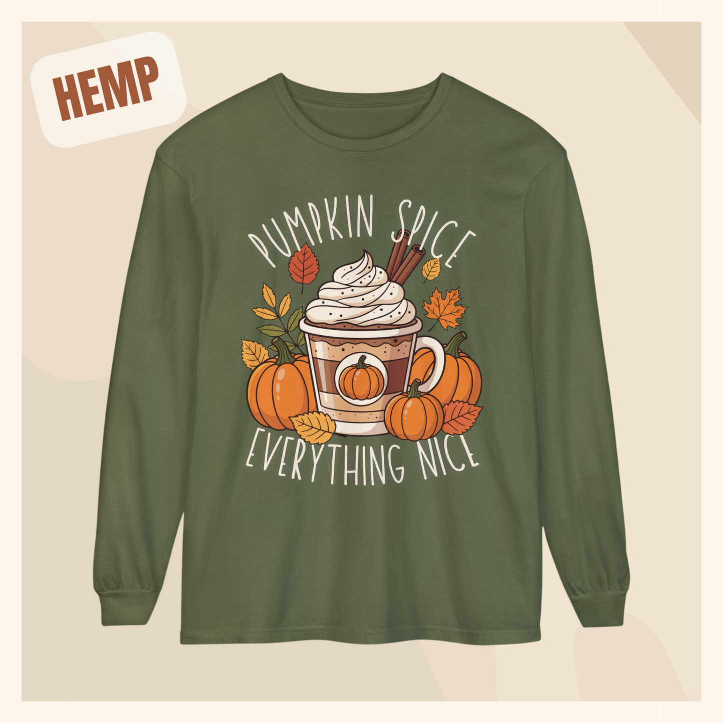 fall long sleeve pumpkin spice coffee autumn hotsweettees free shipping gift birthday women long sleeve fall long sleeve shirt cotton long sleeve comfort colors orange fall leaves pumpkins 
