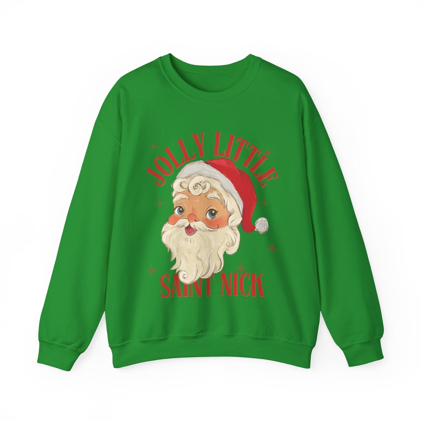 Christmas pullover sweater Santa jolly Saint Nick cotton sweater 
Jolly little Saint Nick Christmas pullover sweater Christmas themed gift Christmas sweater hotsweettees free shipping Santa themed sweater Santa Claus themed gift Santa sweater womens Santa sweater women’s Santa pullover Christmas gift 