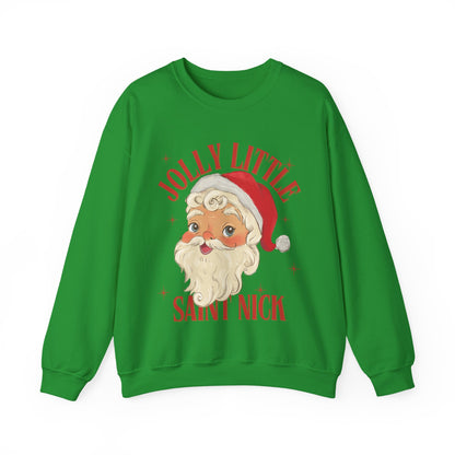 Christmas pullover sweater Santa jolly Saint Nick cotton sweater 
Jolly little Saint Nick Christmas pullover sweater Christmas themed gift Christmas sweater hotsweettees free shipping Santa themed sweater Santa Claus themed gift Santa sweater womens Santa sweater women’s Santa pullover Christmas gift 
