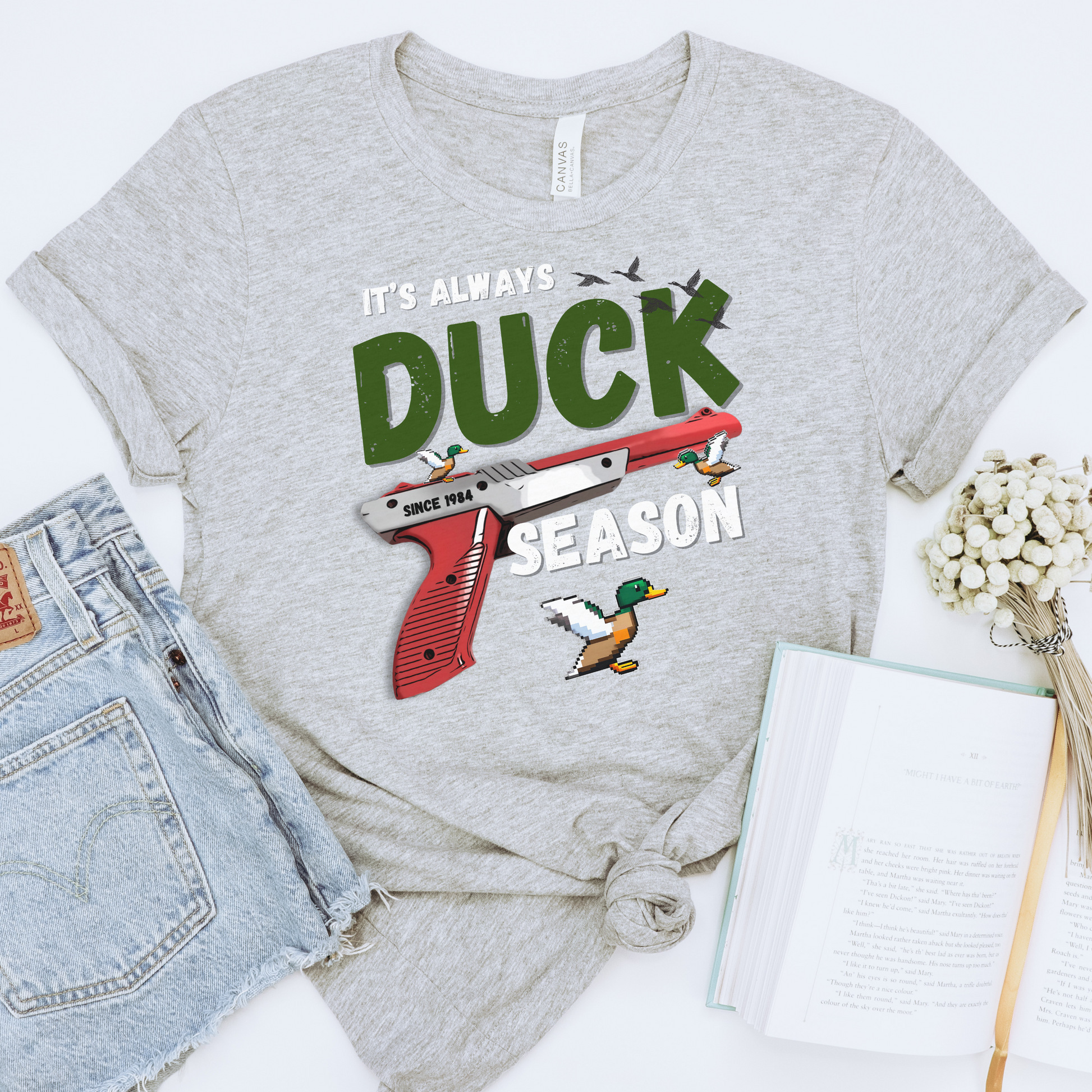 Its always duck season Nintendo game vintage gamer hotsweettees gift video games Mario duck hunt hunter country theme nostalgia womens gift unisex t shirt