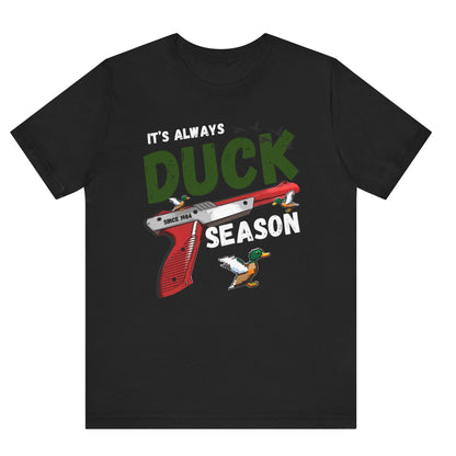 Its always duck season Nintendo game vintage gamer hotsweettees gift video games Mario duck hunt hunter country theme nostalgia womens gift unisex t shirt black