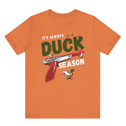 Its always duck season Nintendo game vintage gamer hotsweettees gift video games Mario duck hunt hunter country theme nostalgia womens gift unisex t shirt heather orange