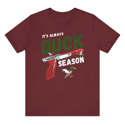 Its always duck season Nintendo game vintage gamer hotsweettees gift video games Mario duck hunt hunter country theme nostalgia womens gift unisex t shirt heather cardinal