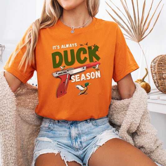 Its always duck season Nintendo game vintage gamer hotsweettees gift video games Mario duck hunt hunter country theme nostalgia womens gift unisex t shirt  t shirt mockup duck hunting orange gun video games Nintendo duck hunt 1980 game free shipping Nintendo sweater men’s gamer sweater men’s Nintendo sweater womens Nintendo themed sweater pull over orange duck hunt Nintendo gun classic orange gun duck hunter sweatshirt mallard duck hunter green duck retro video games Orange
