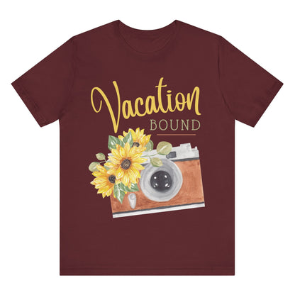 vacation bound t shirt vacation themed t shirt hot sweet tees women’s vacation shirt vacation ready wear summer vacation spring vacation free shipping gifts vintage camera themed t shirt vacation gift vintage camera themed tee Maroon