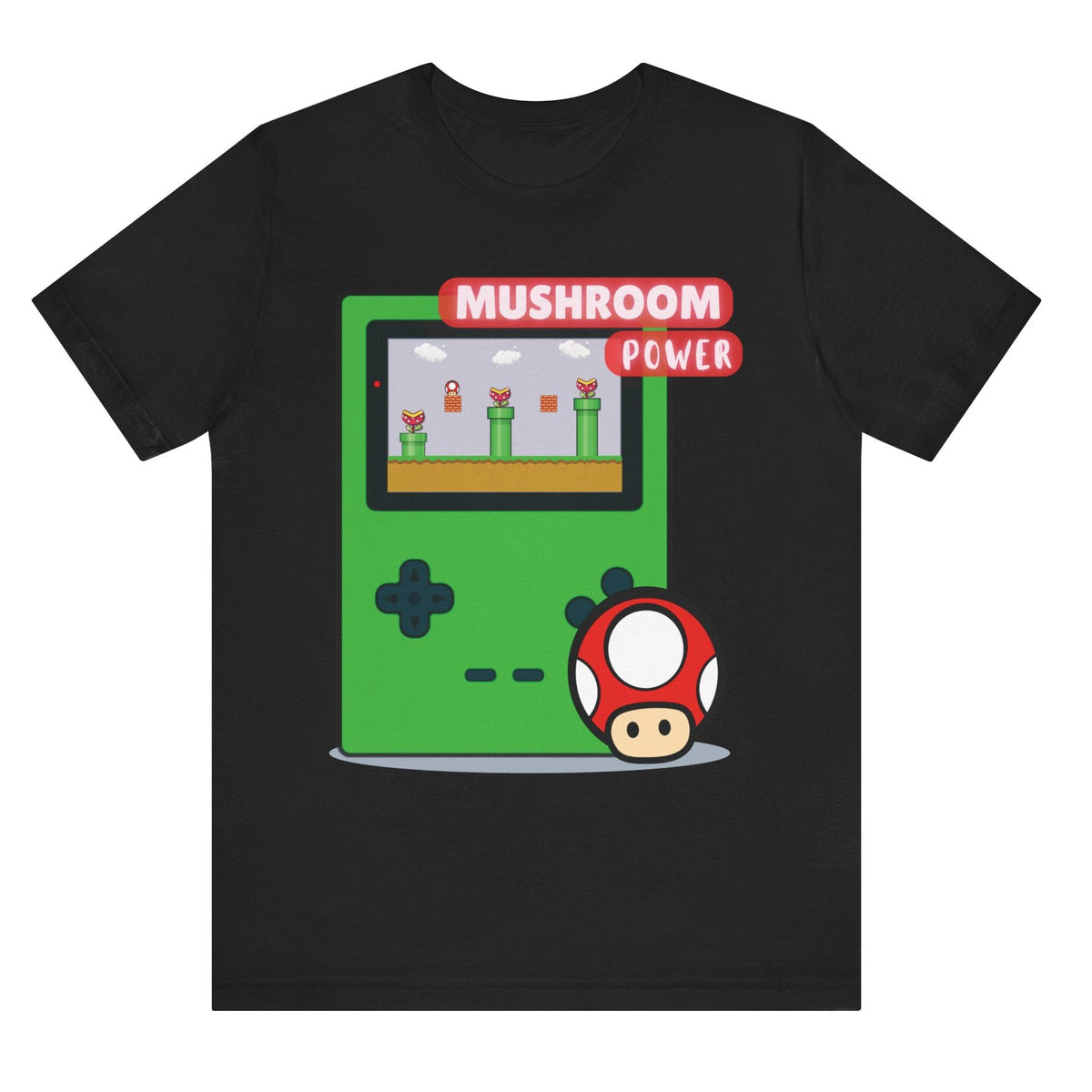 Mushroom Power Unisex T Shirt 90s Kid Gamer Gift Video Game Themed 