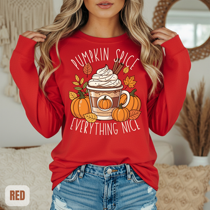 Green fall long sleeve pumpkin spice coffee autumn hotsweettees free shipping gift birthday women long sleeve fall long sleeve shirt cotton long sleeve comfort colors