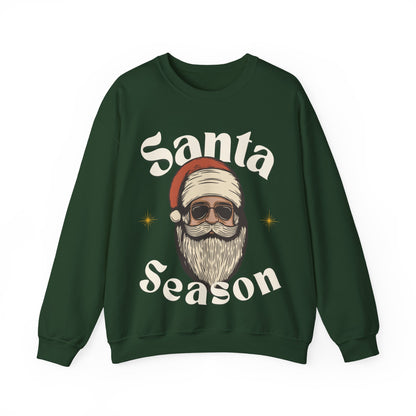 Santa Season Christmas pullover sweater Santa with sunglasses cool guy Santa hotsweettees Gildan sweater cotton cozy winter sweater womens gift for her free shipping holiday gear holiday gift made easy