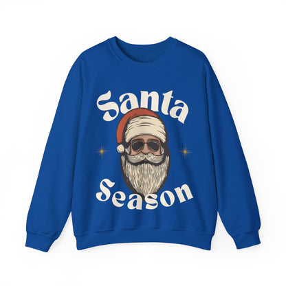 Santa Season Christmas pullover sweater Santa with sunglasses cool guy Santa hotsweettees Gildan sweater cotton cozy winter sweater womens gift for her free shipping holiday gear holiday gift made easy