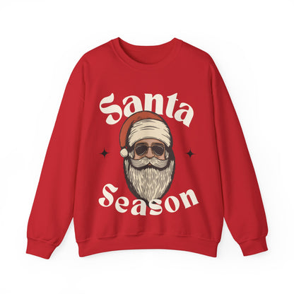 Santa Season Christmas pullover sweater Santa with sunglasses cool guy Santa hotsweettees Gildan sweater cotton cozy winter sweater womens gift for her free shipping holiday gear holiday gift made easy
